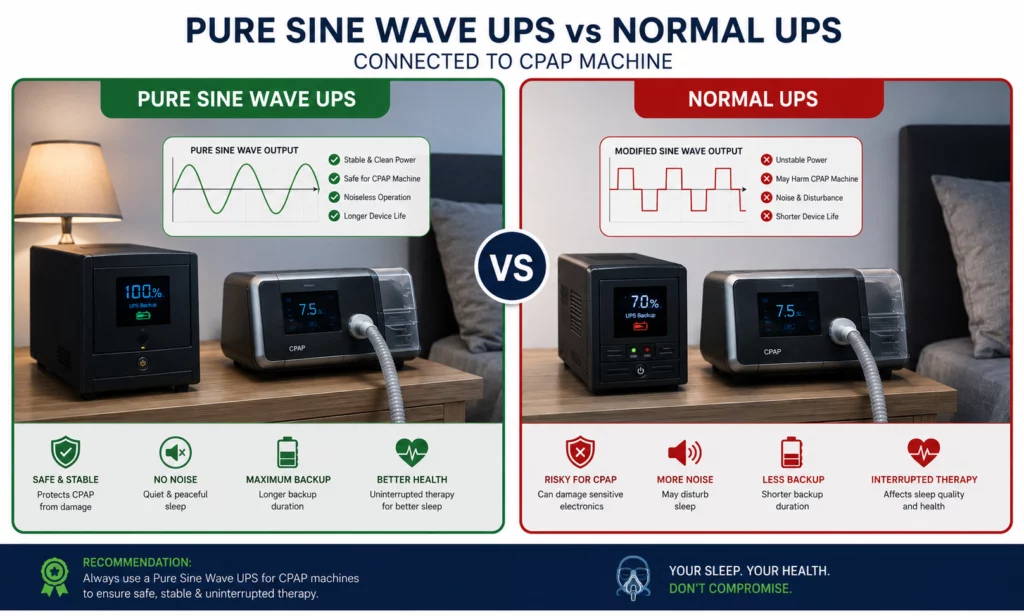 Comparison of pure sine wave versus modified sine wave UPS output